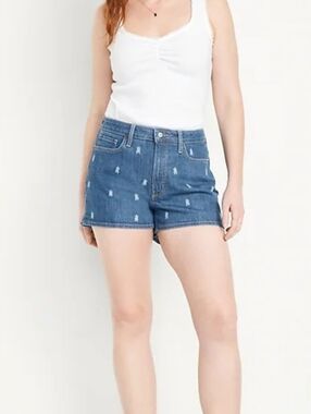 16 • Old Navy • High-Waisted Floral Bleached OG Jean Shorts -- 3-inch inseam